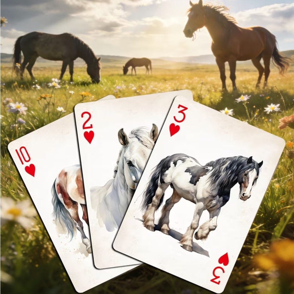 Horse Playing Cards Deck | Western Equestrian Theme | Blue Core Premium Cards